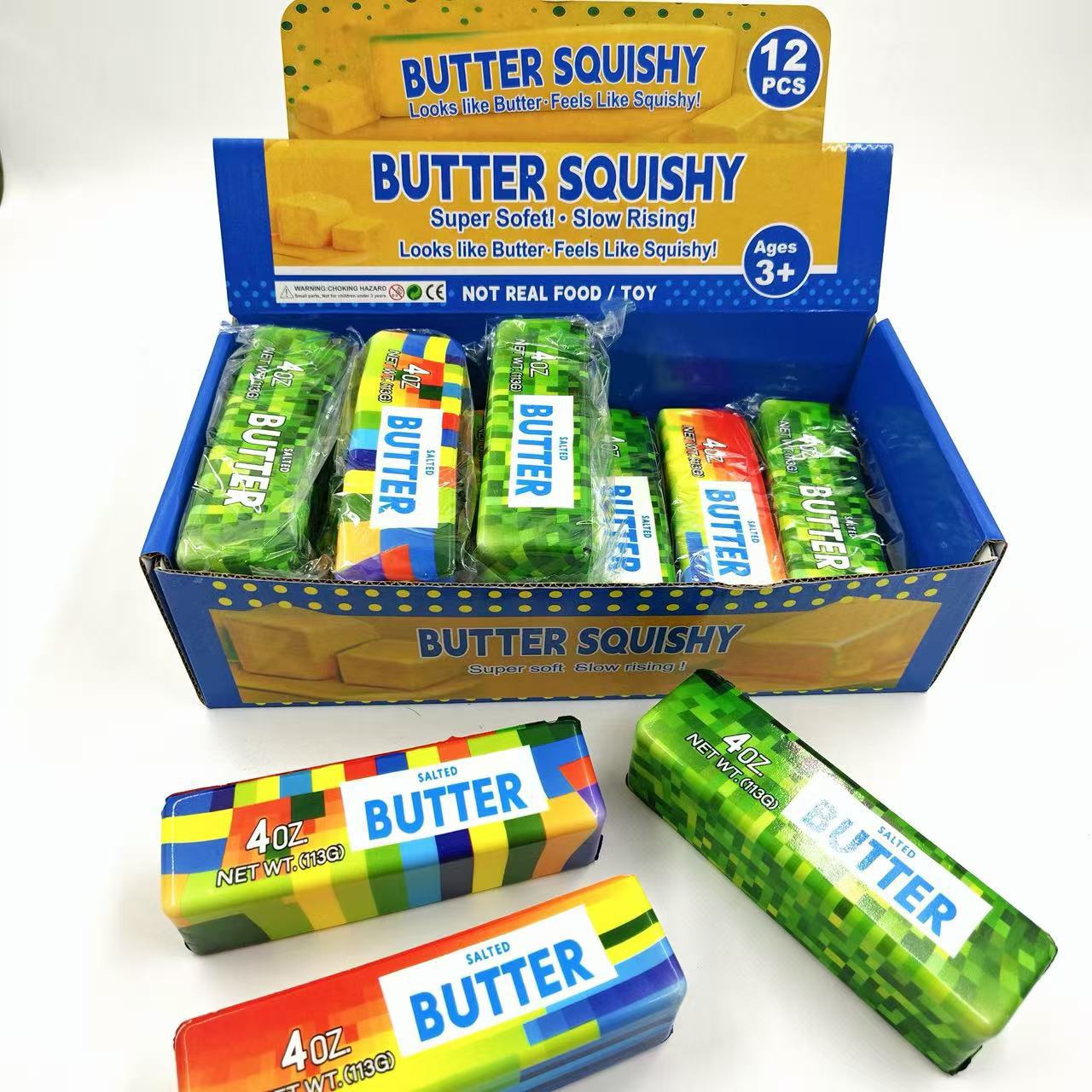 Prank Toys - Zachte, elastische boterstok-fidget toy in kaasvorm,