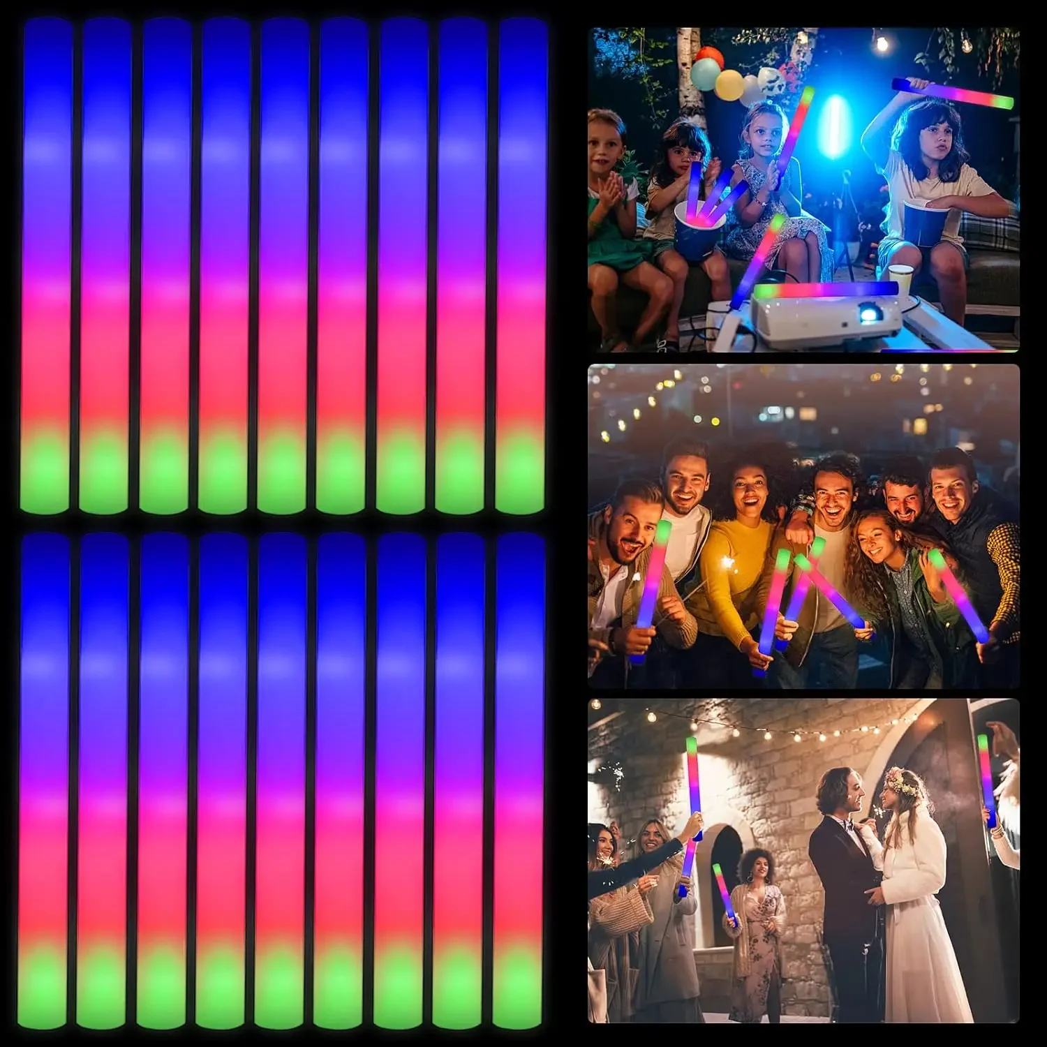 Flashing Led Foam Sticks Party - 2Z-50PCS Led Foam Glow Sticks Kerst